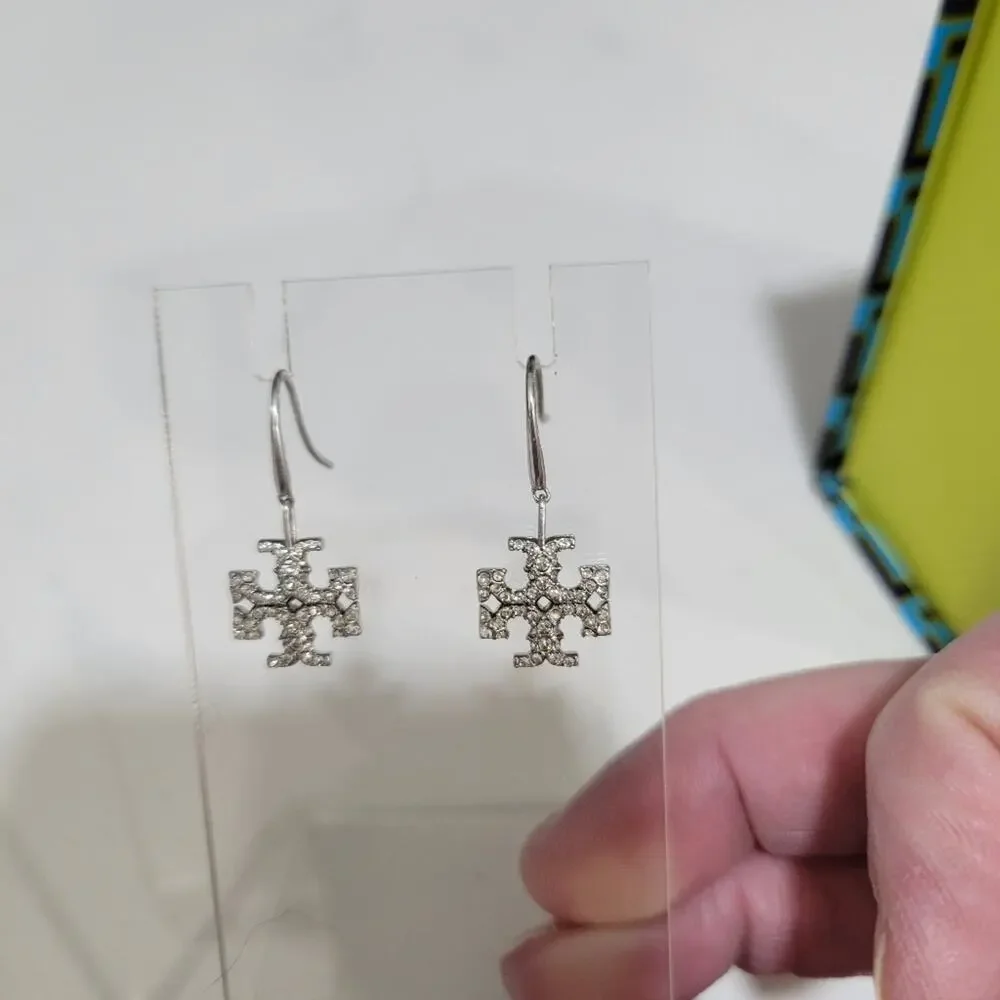 Tory Burch Heart Locket Earrings In Antique Pewter